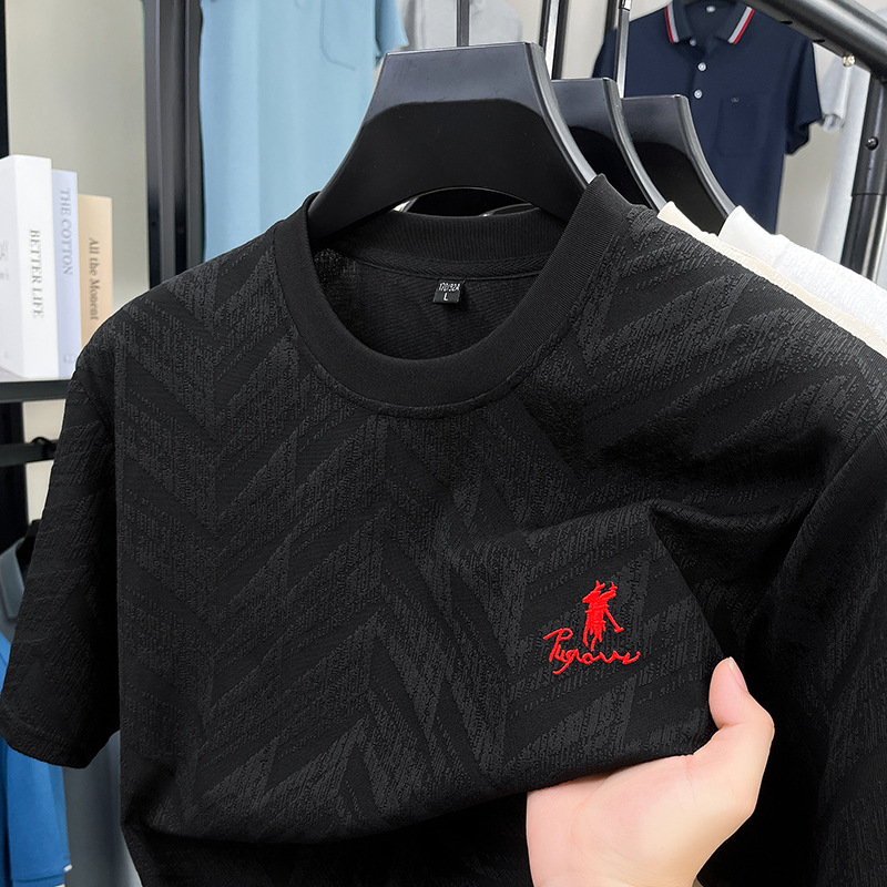 Designer Short-sleeved Shirt Luxurious And High End Jacquard Embroidered Men's Short-sleeved T-shirt This Casual Summer Men's Clothing Featu