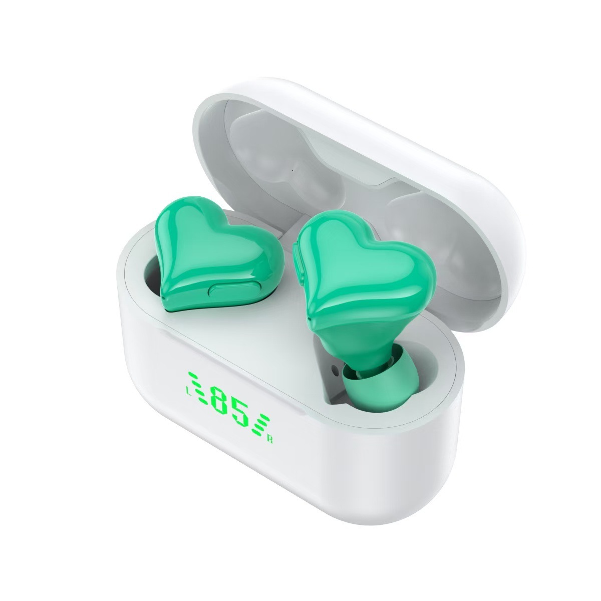 Wireless In Ear Designer Headphones Power Display Heart Shaped Mini Stylish Compatible With Smartphones Laptops Computers For Sports Daily Use
