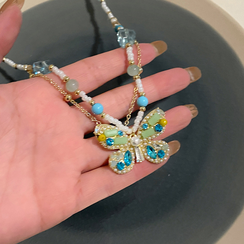 Super Fairy Butterfly Beaded Necklace, Fashionable and Versatile, Elegant Collarbone Chain, Unique Design Necklace for Women - view 8