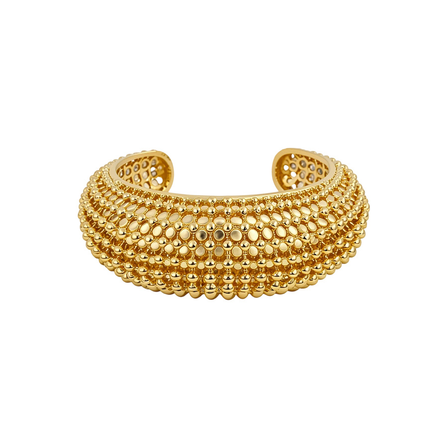 European and American cross-border hollowed-out melting point bead open metal bracelet, niche design, statement piece, elegant women's jewelry - view 9