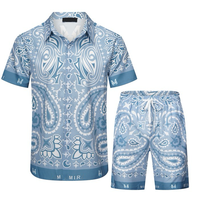 European and American style trendy short sleeved shirt men's and women's set casual beach vacation T-shirt shorts Size S-3XL