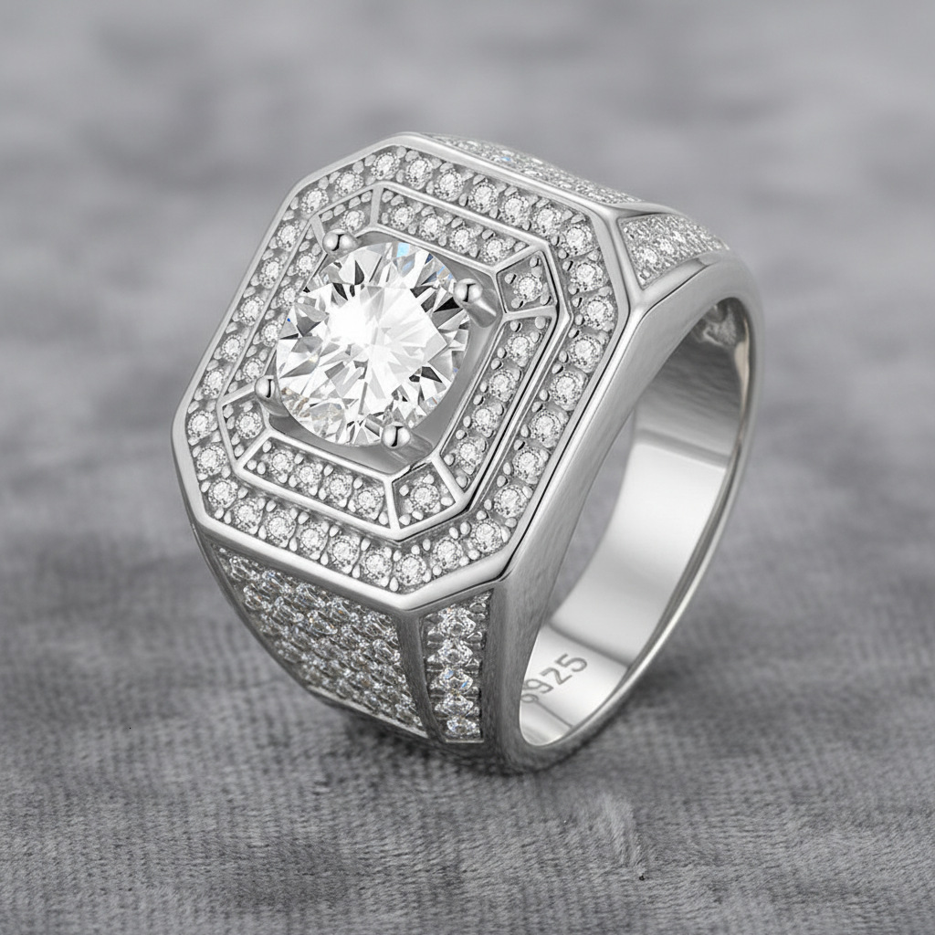 Hot Sale 925 Silver Ring Mens 911mm Emerald Cut Moissanite Rings Iced Out Moissanite Rings Pass Diamond Test Moissanite Jewelry