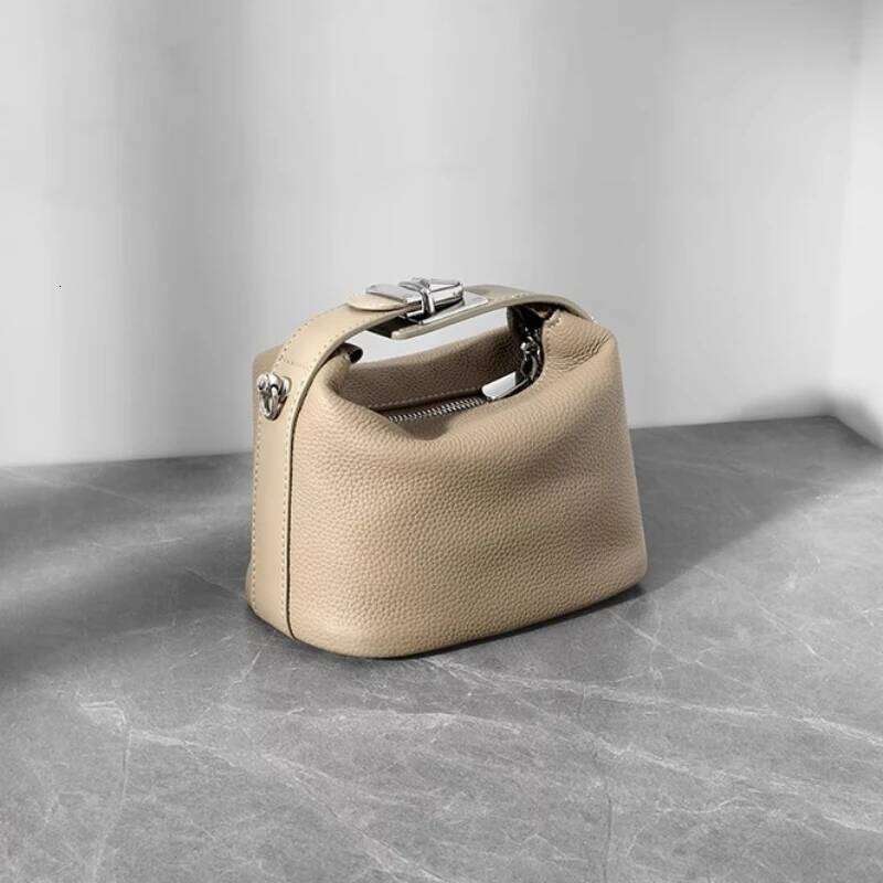 Genuine Leather Luxury Designer Handbag Women Trend New High Quality Grain Cowhide Fashion Silver Lock Small Shoulder Bag SENYY