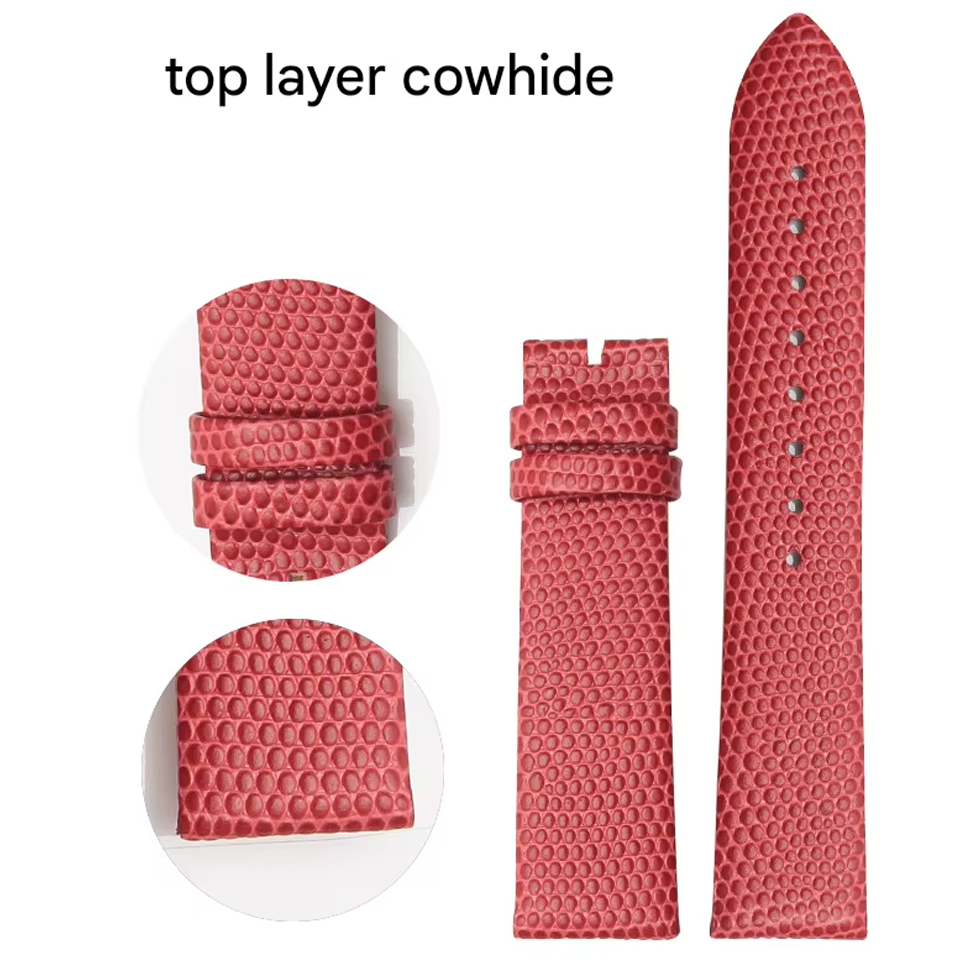 12 14 16 18 20 22mm Luxury Lizard Pattern Top Grain Calfskin Genuine Leather Watch Band Strap for Men and Women