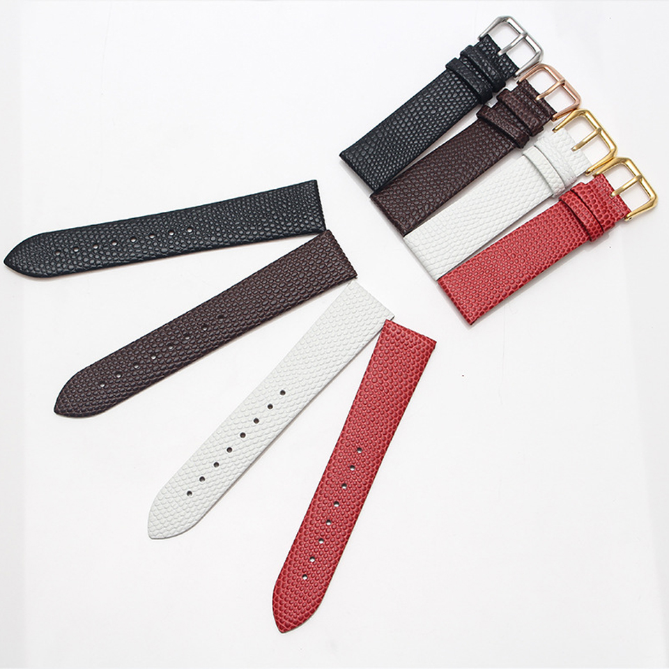 12 14 16 18 20 22mm Luxury Lizard Pattern Top Grain Calfskin Genuine Leather Watch Band Strap for Men and Women