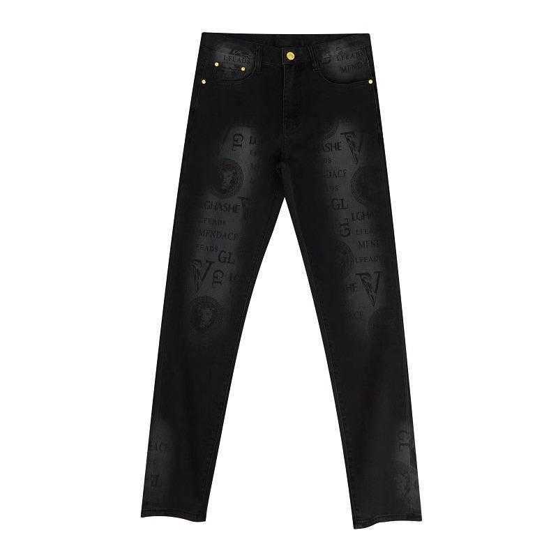 High-End European Black Jeans Mens Printed Stretch Slim Fit Skinny 2026 Autumn New Casual Long Pants - view 6