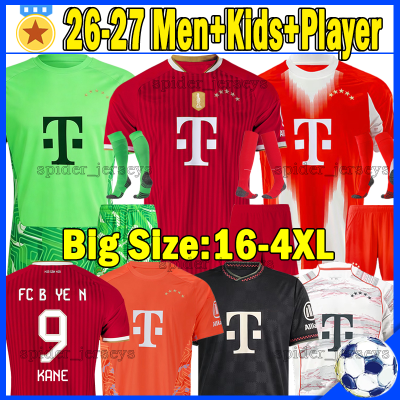 XXXL 4XL 26 27 Bayernes MUNICH KANE Soccer jerseys LUIS DIAZ MUSIALA OLISE KIMMICH N.JACKSON GORETZKA GNABRY 2026 Player goalkeeper NEUER Football shirts kids Kits