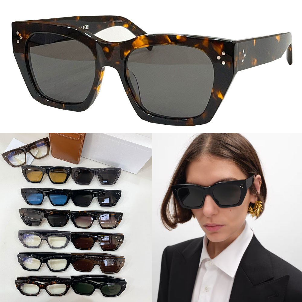 CAT EYE S342 SUNGLASSES luxury designer womens sunglasses CL40342I classic retro fashion acetate frame mens drive beam sunglasses brown lenses UV400 Protection