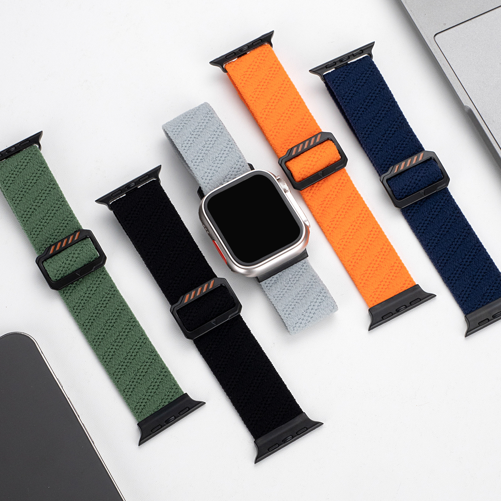 Herringbone Alpine Sport Nylon Woven Band for Apple Watch Ultra 2/49mm 10 46mm Loop Bracelet for Lwatch SE 6 5 Strap