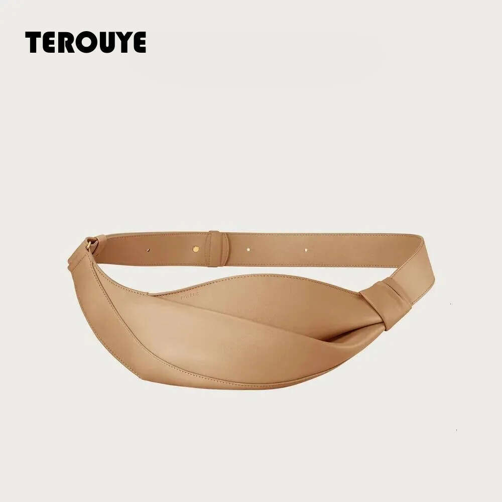 2026 Y2k Ins French Design Crescent Hot Neyu New Pillow Shaped Personalized Niche Travel Smooth Cowhide Crossbody Bag TEROUYE