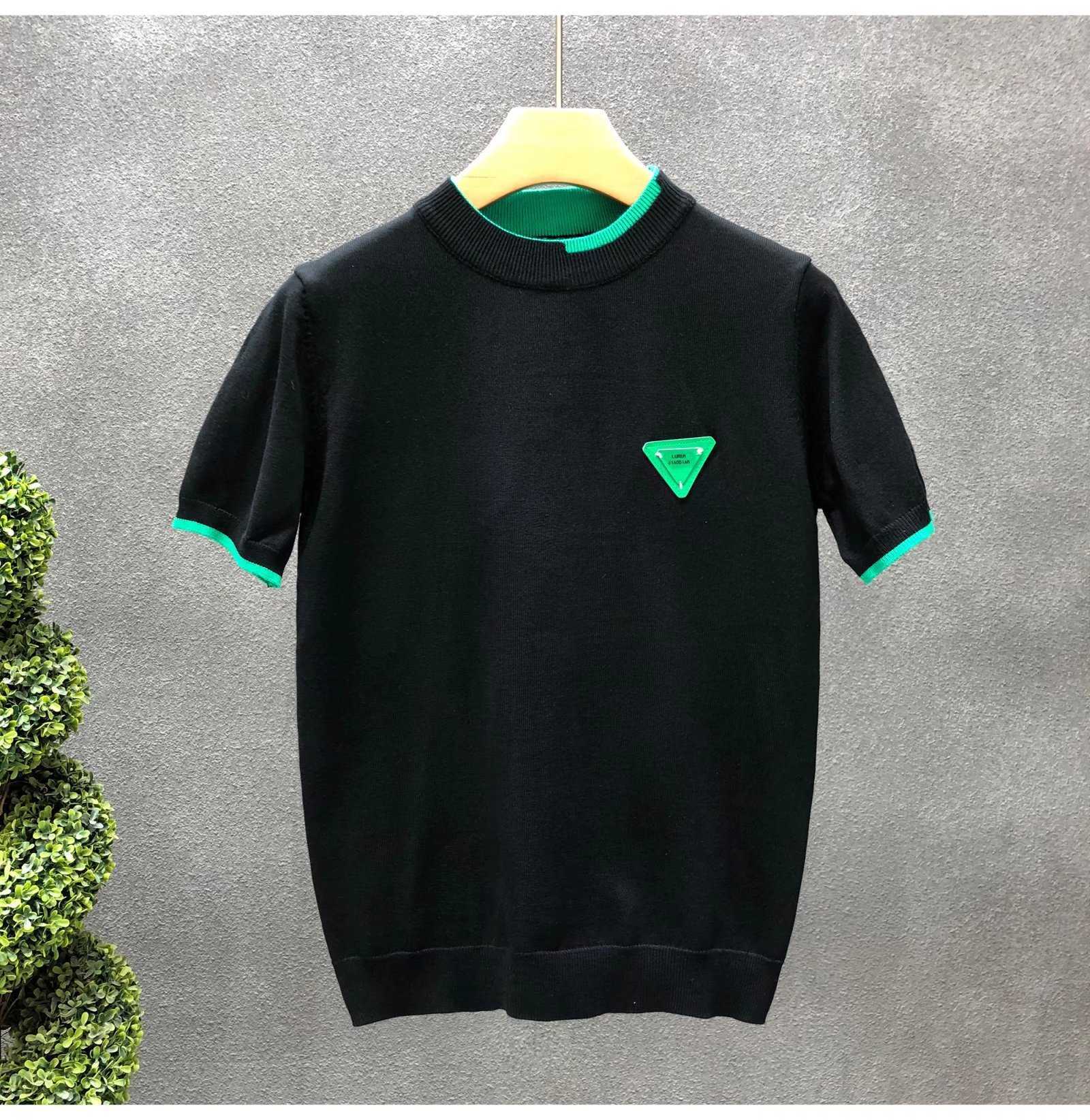 Trendy Brand White Knitted Short Sleeve Ice Silk Mens Fashionable Handsome Warm Inner Wear Half Sleeve Sweater T-Shirt Mens Base Shirt