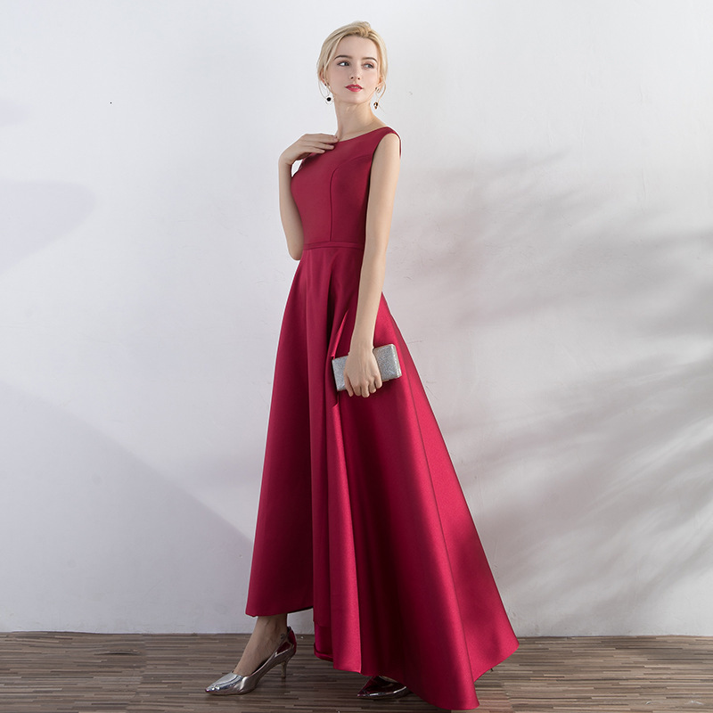 Brides Toast Dress Evening Gown Summer Slim-Fit Dress Round Neck Sleeveless A-line 240813