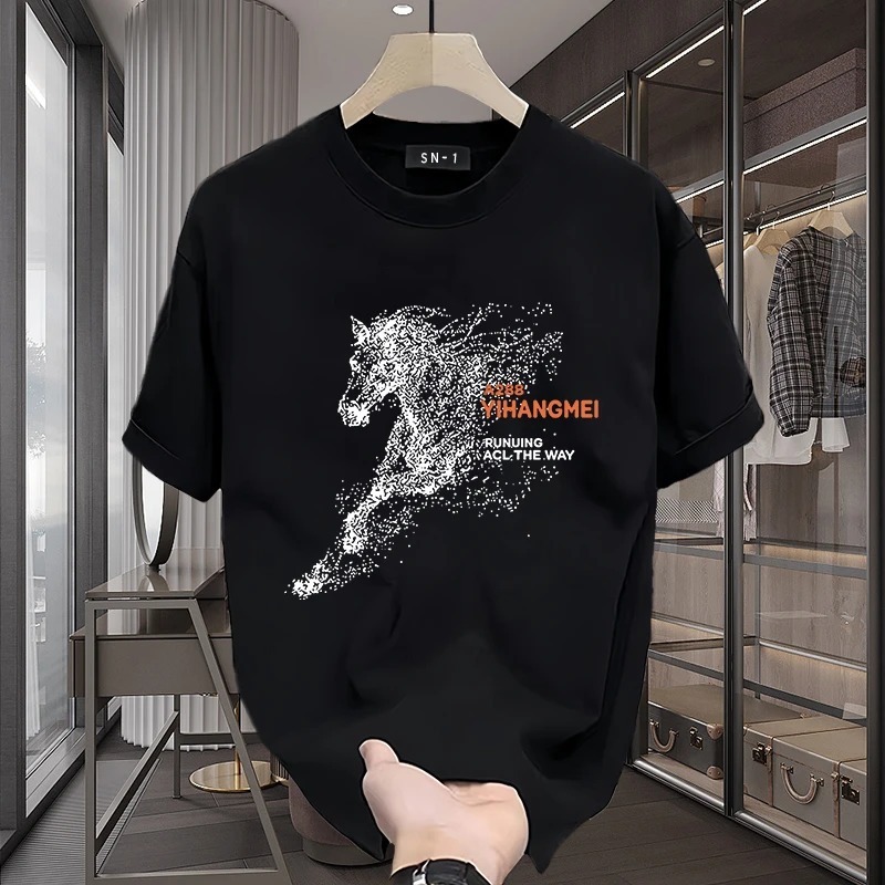 Designer Short-sleeved Shirt Luxurious Men's T-shirt Pure Cotton Multi-functional Men's Short-sleeved T-shirt Street-style American Loose-fi