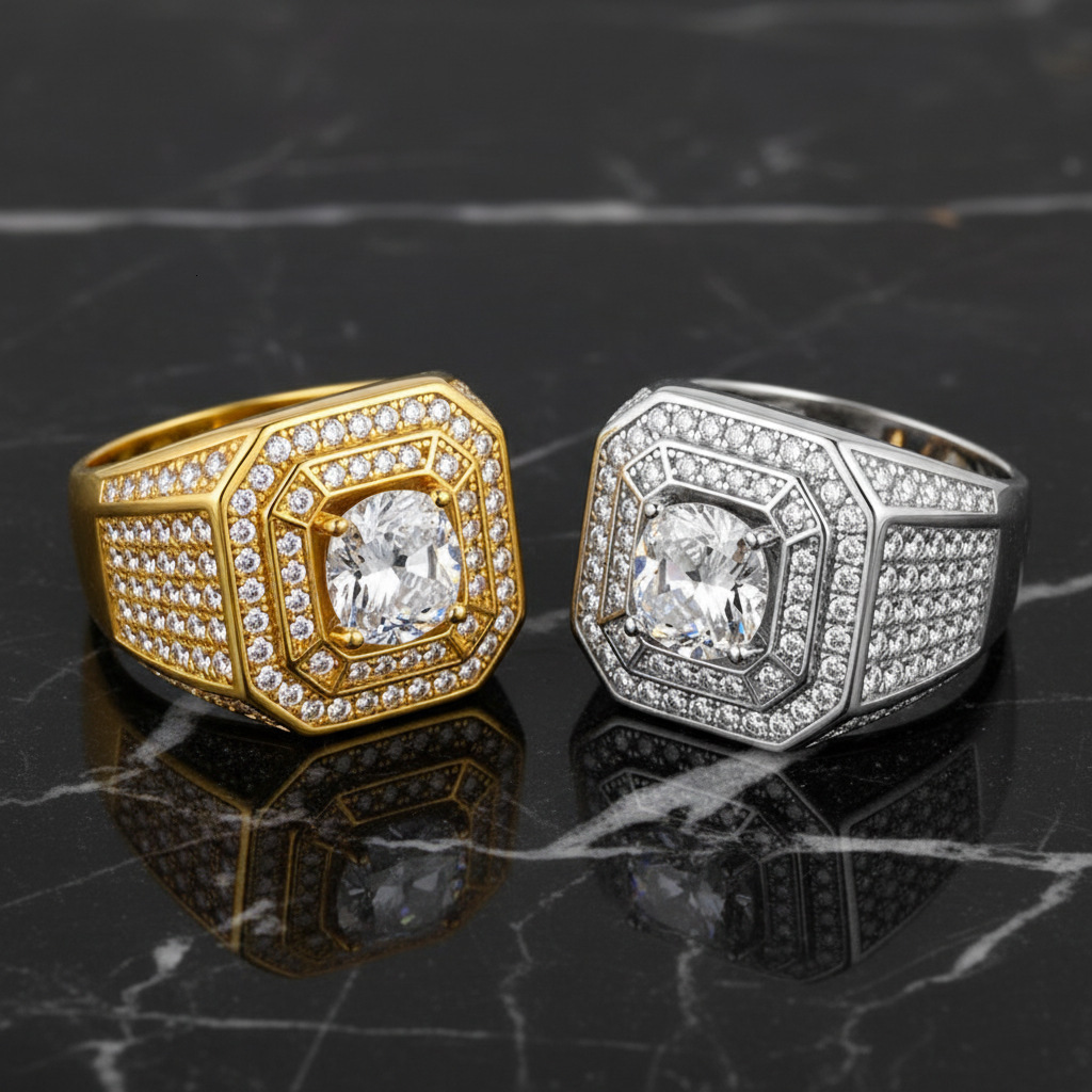 Hot Sale 925 Silver Ring Mens 911mm Emerald Cut Moissanite Rings Iced Out Moissanite Rings Pass Diamond Test Moissanite Jewelry