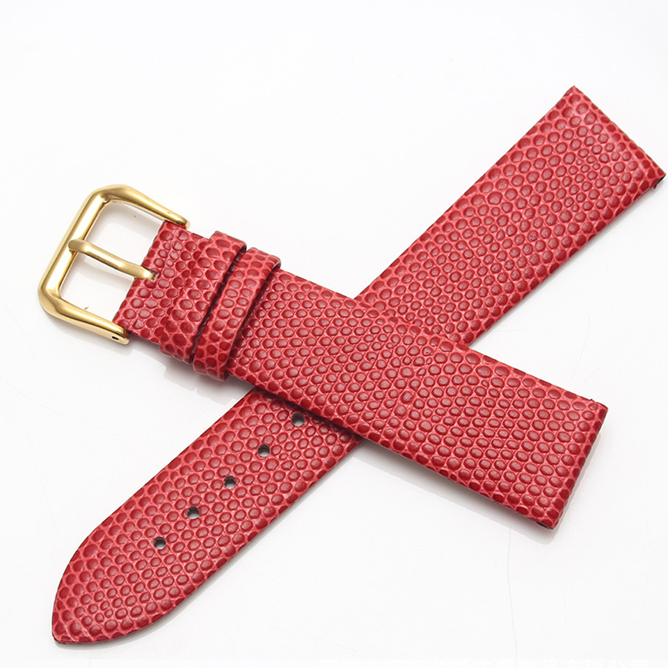 12 14 16 18 20 22mm Luxury Lizard Pattern Top Grain Calfskin Genuine Leather Watch Band Strap for Men and Women