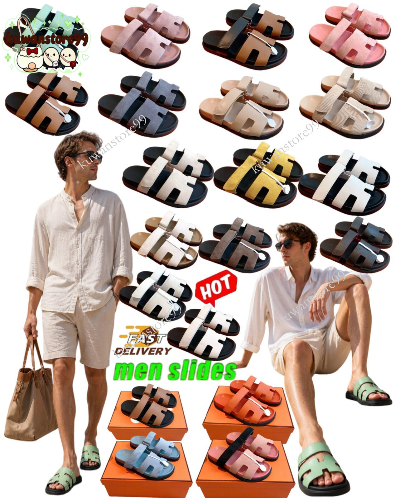 Hermming Sandales Slippers designer sandals men claquette famous men Hermiy sandal sandles mule slipper slide sandale Flip Flops summer outdoor Beach shoes