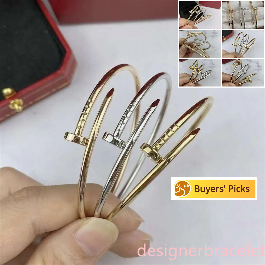 Designer bracelet Luxury bracelets designer for women silver nail bracelets thick thin with without diamond colorfast jewelry gift box daily party gift 17-19 cm