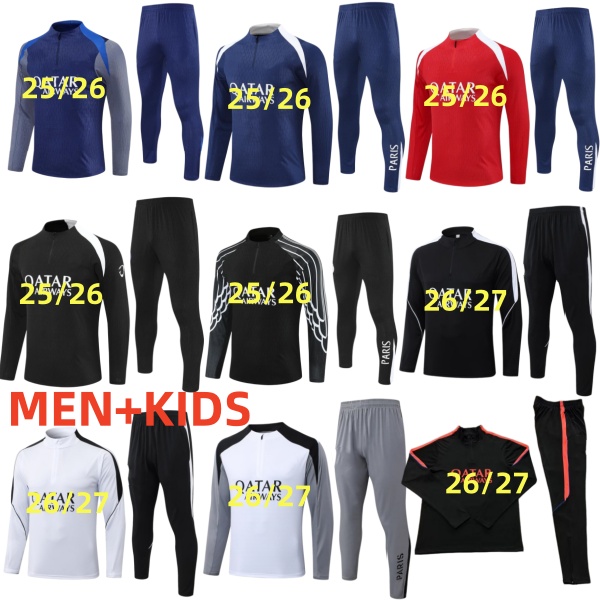2026 2027 Paris soccer tracksuit MBAPPE kids and men 21 22 23 24 25 26 27 PSGes training suit long sleeve Football soccer Jersey kit uniform chandal adult PLAYER VERSION