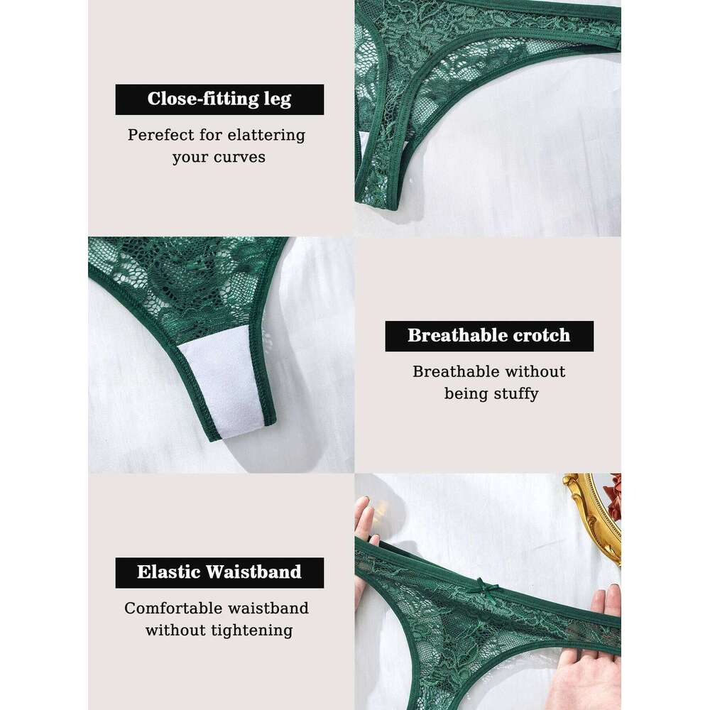 5Pcs Sexy Lace Women Thongs Panties Low Waist Underwear Girls Briefs G-String Breathable Ladies Panty Floral Female Lingerie - view 7