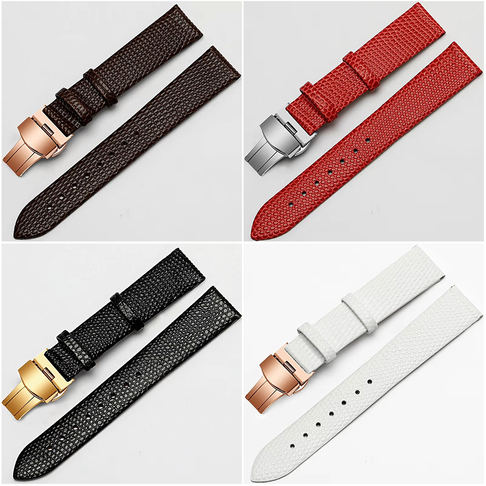 12 14 16 18 20 22mm Luxury Lizard Pattern Top Grain Calfskin Genuine Leather Watch Band Strap for Men and Women