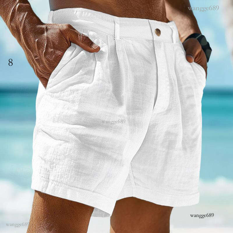 Men's Linen Shorts Summer Shorts Beach Shorts Button Pocket Comfortable Holiday Linen Cotton Blend Fashion
