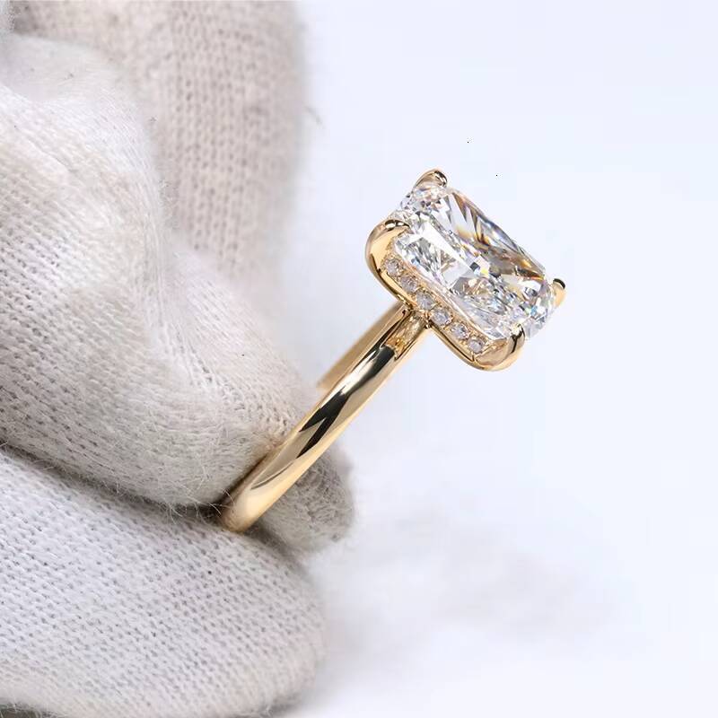 IGI Certified CVD Lab Grown Diamond Wedding Engagement Ring 14K 18K Solid Gold E VS1 3ct 4ct Elongated Diamond Ring - view 4