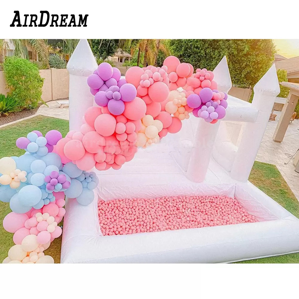 wholesale white Bounce House With Slide inflatable Bouncy Castle Combo wedding jumper Bouncer Moonwalks jumping For Kids audits Commercial included bl
