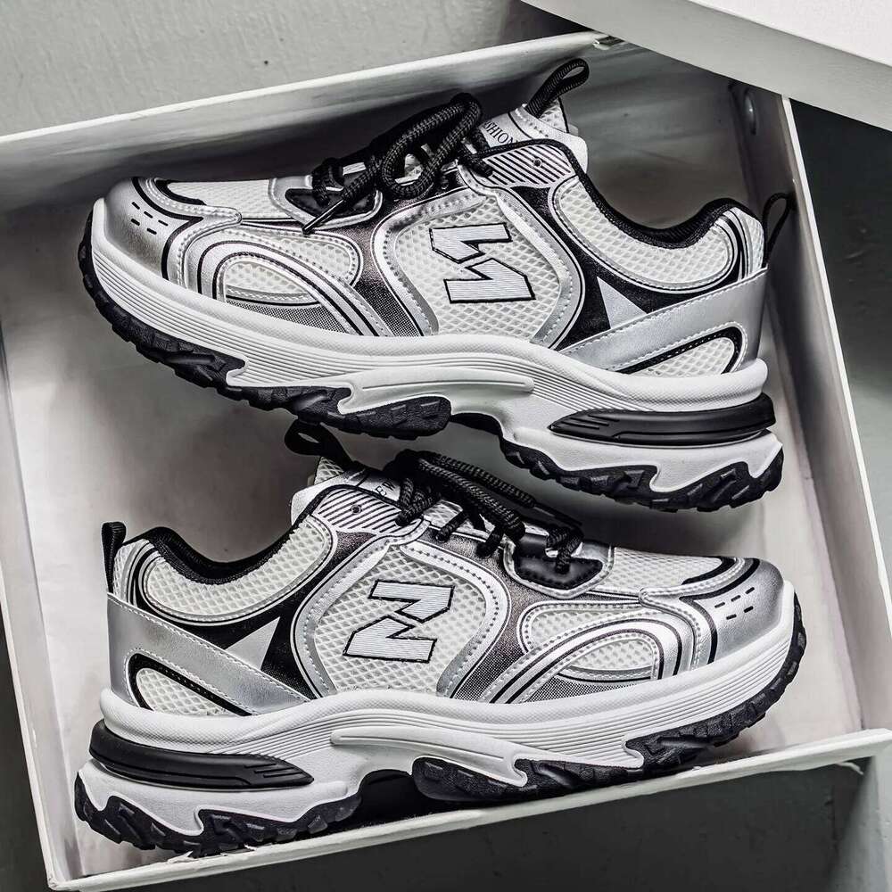 New spring men's casual athletic shoes, outdoor lace-up style with letter print embellishments hiking, oversized fit for a f 26L0505
