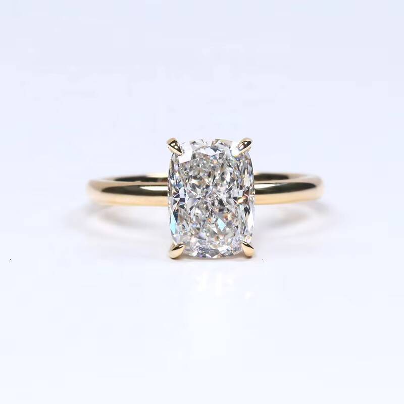 IGI Certified CVD Lab Grown Diamond Wedding Engagement Ring 14K 18K Solid Gold E VS1 3ct 4ct Elongated Diamond Ring - view 5