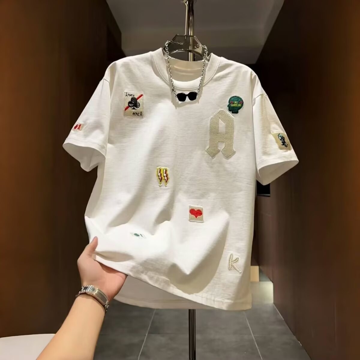 New Short-sleeve T-shirt For Men Summer Mens Designer Clothes American Style, Simple Loose Casual Trendy Essential Couple's Half-sleeve Tee