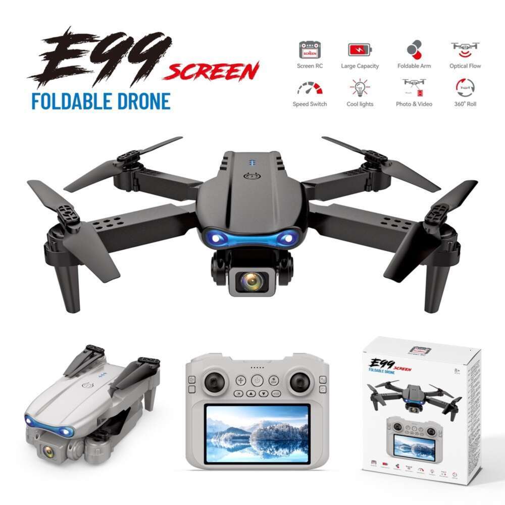 E99 Drone With Screen Remote Control Optical Flow Positioning 4K HD Aerial Photography Quadcopter Portable RC Aircraft For Adults Kids CKS