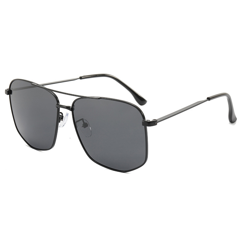 Free Shipping Sunglasses, Stainless Steel Double-Bridge Men's Summer New Model, Black Polarized Aviator Sunglasses Manufacturer