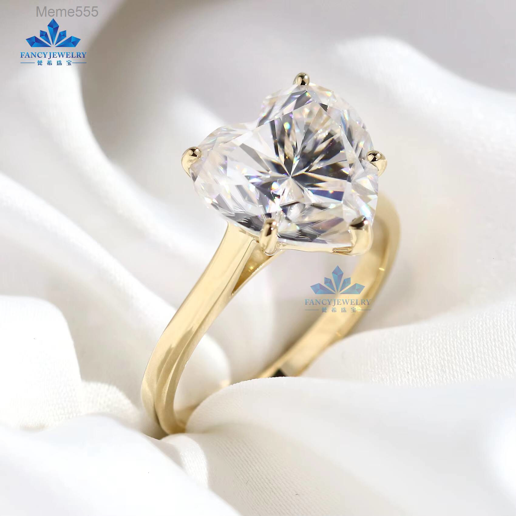 Luxury Jewelry Custom S925/10K/14K/18K Heart-Shaped Moissanite Rings 2Ct 3Ct 4Ct Wedding Engagement Jewelry for Women