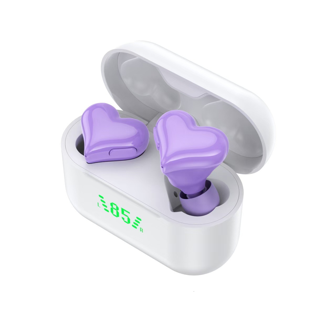 Wireless In Ear Designer Headphones Power Display Heart Shaped Mini Stylish Compatible With Smartphones Laptops Computers For Sports Daily Use