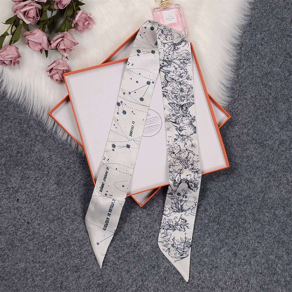 Tarot Constellation Twill Silk Women Brand Scarf Skinny Bag Scarves Design Wrist Towel Foulard Neckerchief Headband 26Y0505