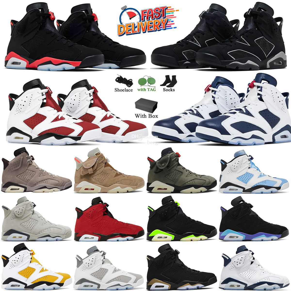 with Box Basketball Shoes Men 6s 6 Reverse Infrared Salesman Aqua Bravo Cool Grey Georgetown Midnight Navy Red Oreo University Blue British Yellow Sneakers