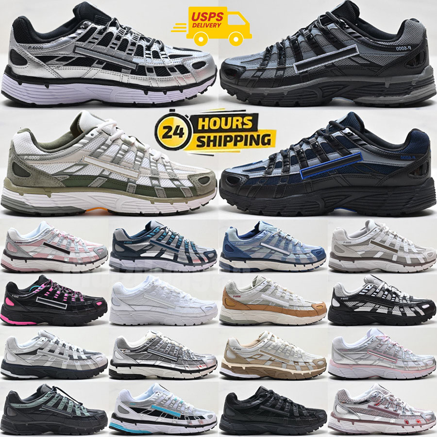 Top P6000 Running Shoes For Men Women 6000 Designer Trainers Metallic Silver Light Bone Laser Fuchsia Triple Black Burgundy Outdoor Sneakers Size 36-45