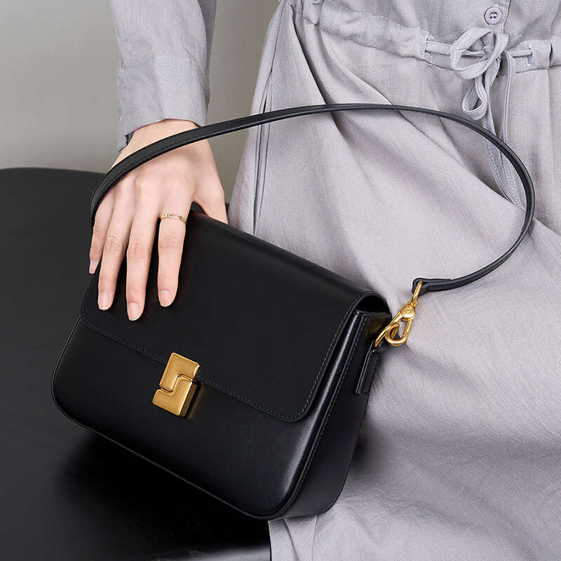 Genuine Leather Cowhide Women New Spring Summer Small Square Bag Luxury Designer Versatile Commuter Shoulder Crossbody Casual Handbag SENYY