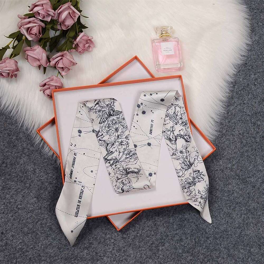 Tarot Constellation Twill Silk Women Brand Scarf Skinny Bag Scarves Design Wrist Towel Foulard Neckerchief Headband 26Y0505