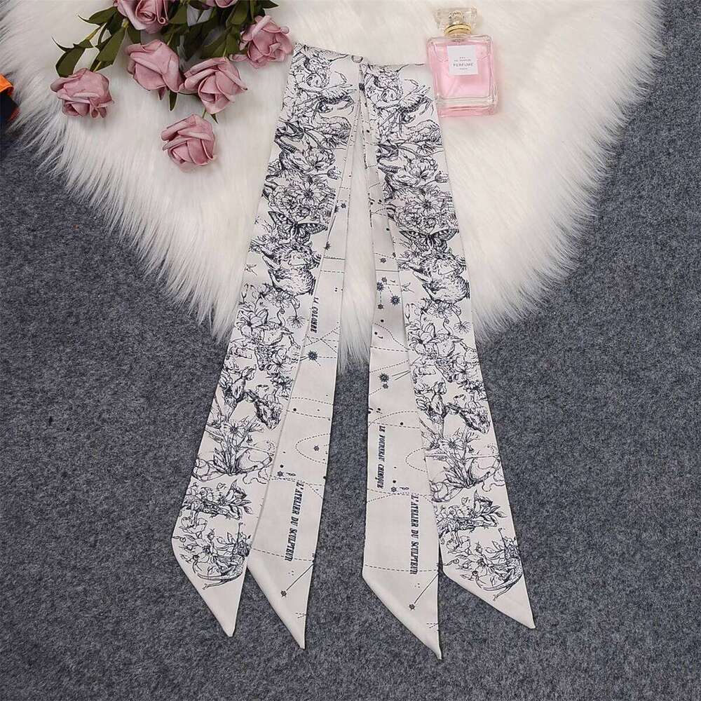 Tarot Constellation Twill Silk Women Brand Scarf Skinny Bag Scarves Design Wrist Towel Foulard Neckerchief Headband 26Y0505