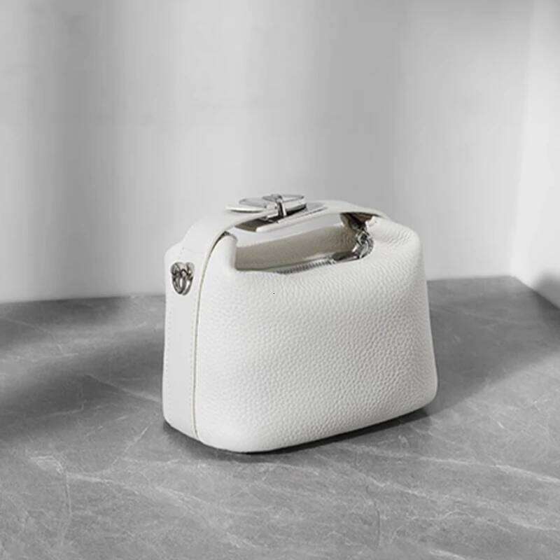 Genuine Leather Luxury Designer Handbag Women Trend New High Quality Grain Cowhide Fashion Silver Lock Small Shoulder Bag SENYY