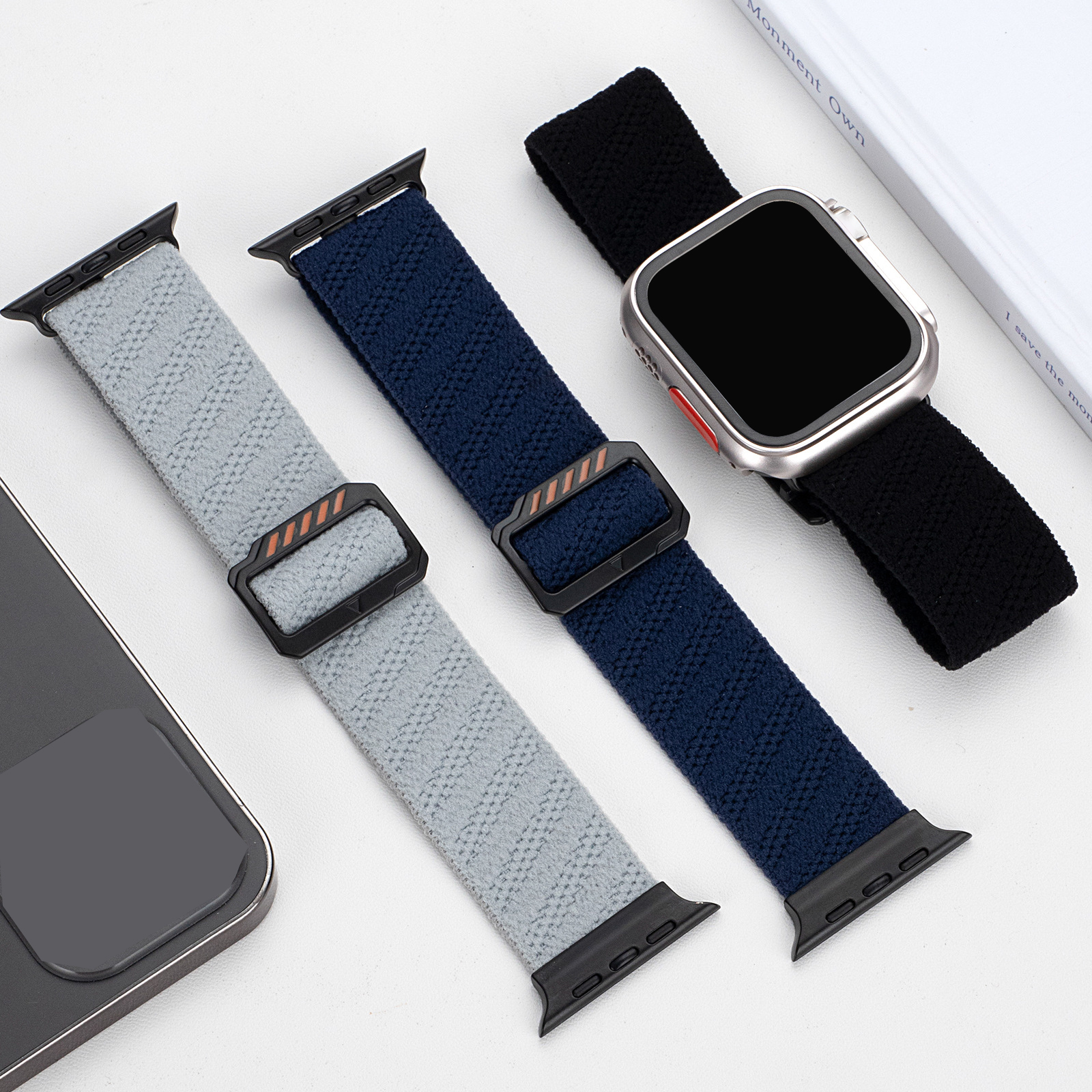 Herringbone Alpine Sport Nylon Woven Band for Apple Watch Ultra 2/49mm 10 46mm Loop Bracelet for Lwatch SE 6 5 Strap
