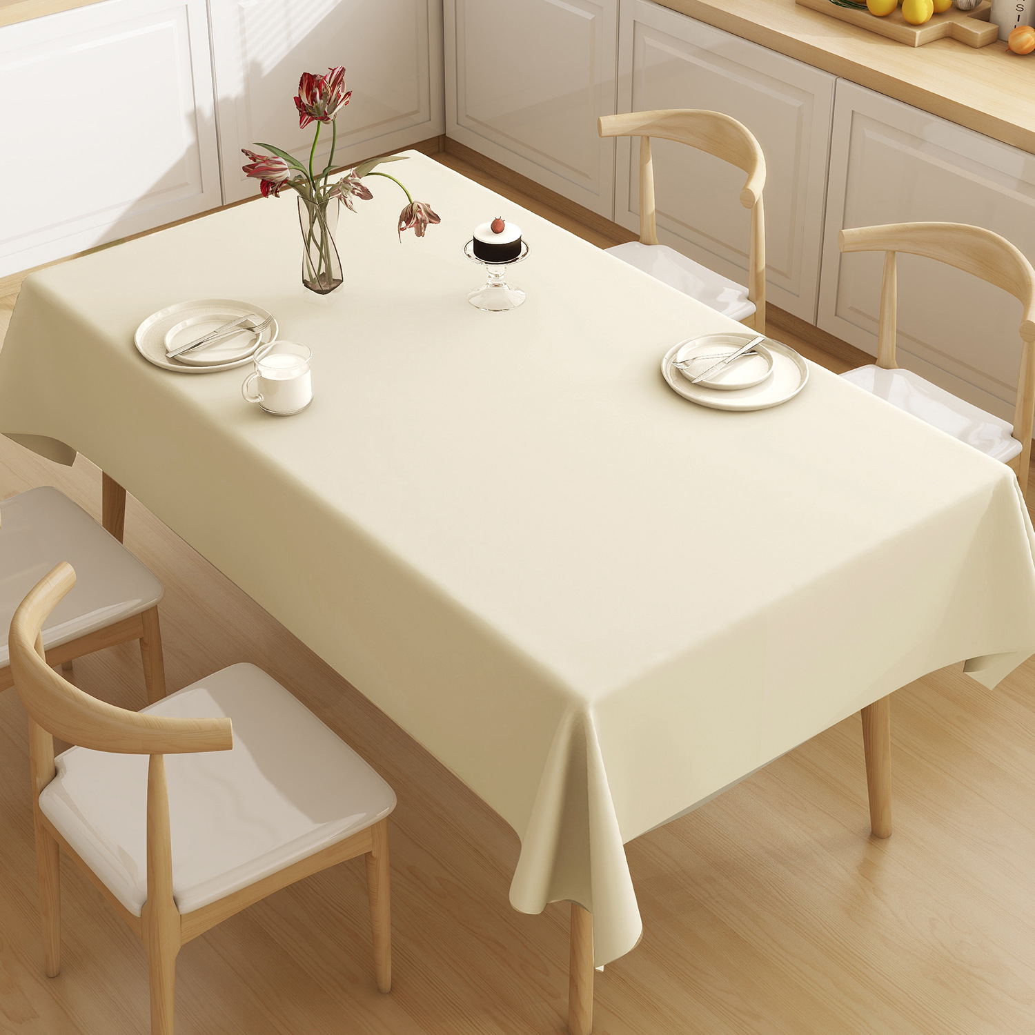 YL-38594 Custom Solid Color Tablecloth Wholesale Waterproof Oil-proof Heat-proof Wash-free Tablecloth Coffee Table Cloth INS Style Hotel Tablecloth