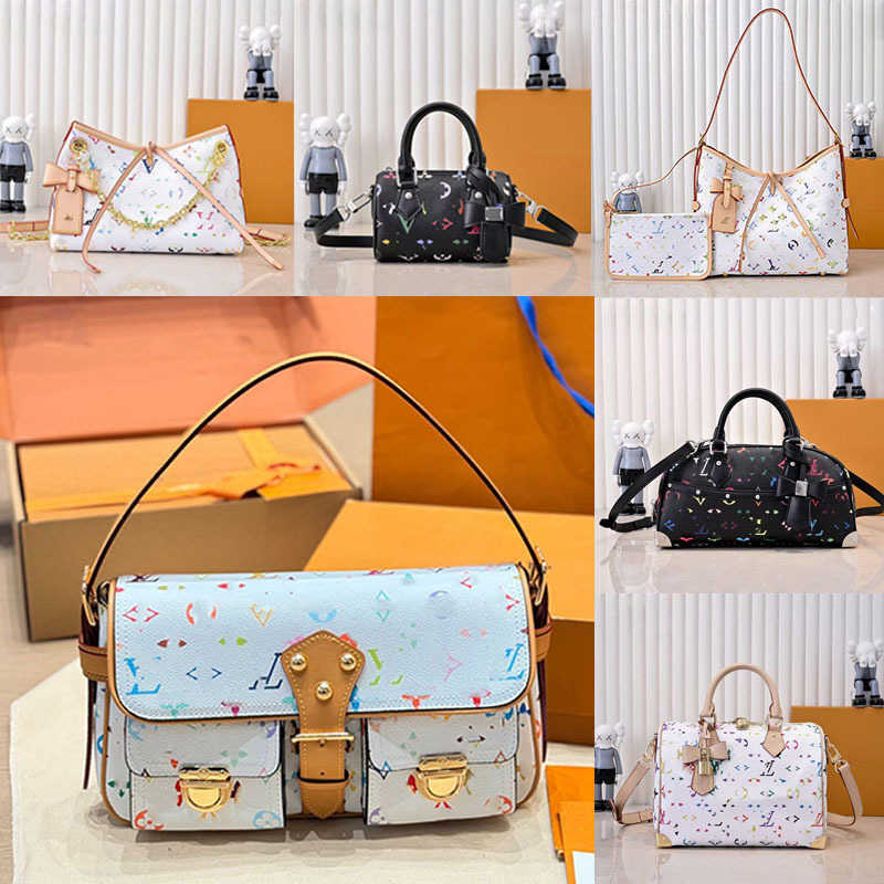Evening Bags Monogram white Multicolor Luxury bags nano speeds leather Murakami Takashi handbag canvas Embossed flower composite lady carryalls beach woman bag