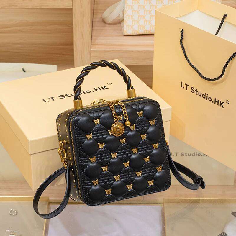 Women S Handbag New Brand Leather Bucket Bag High End Designer One Shoulder Crossbody Box Small Square SENYY