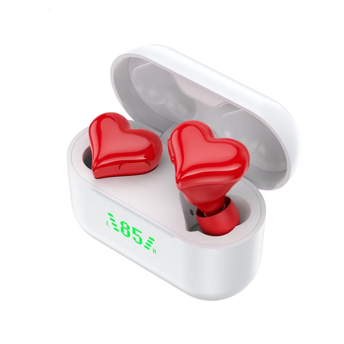 Wireless In Ear Designer Headphones Power Display Heart Shaped Mini Stylish Compatible With Smartphones Laptops Computers For Sports Daily Use