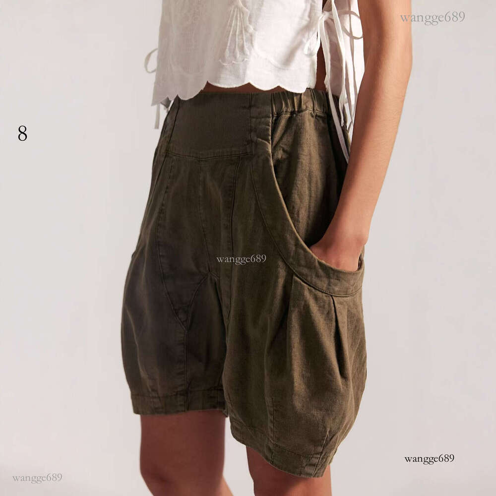 New Cross-Border European and American Style High-Waisted Loose Cargo Shorts for Women, Vintage Versatile Casual Wide-Leg Pants Trendy