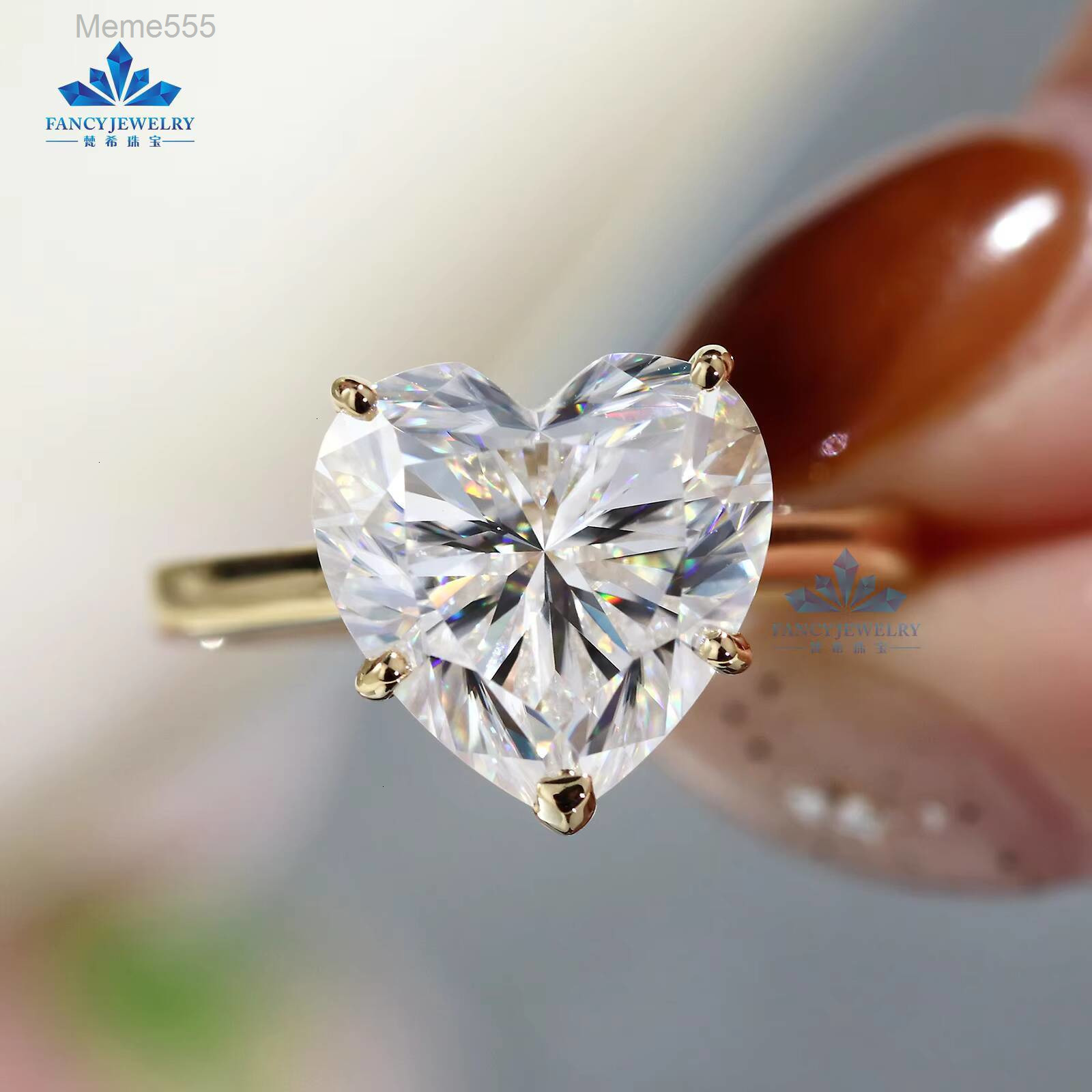 Luxury Jewelry Custom S925/10K/14K/18K Heart-Shaped Moissanite Rings 2Ct 3Ct 4Ct Wedding Engagement Jewelry for Women