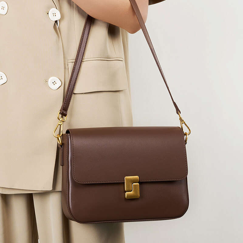 Genuine Leather Cowhide Women New Spring Summer Small Square Bag Luxury Designer Versatile Commuter Shoulder Crossbody Casual Handbag SENYY