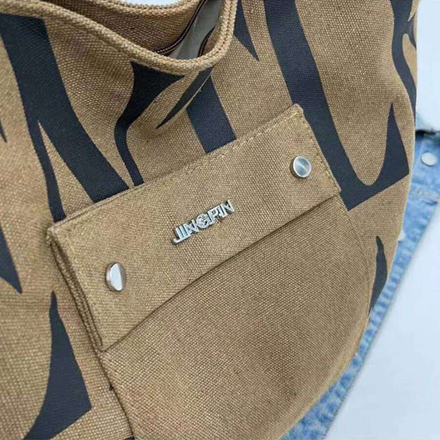 New Large Capacity Single Shoulder Canvas Stylish Letter Style Student Install Books Handbag For Class, Fashion Shopping Bag